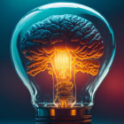 Abbild eines Gehirns in einer Glühbirne integriert.